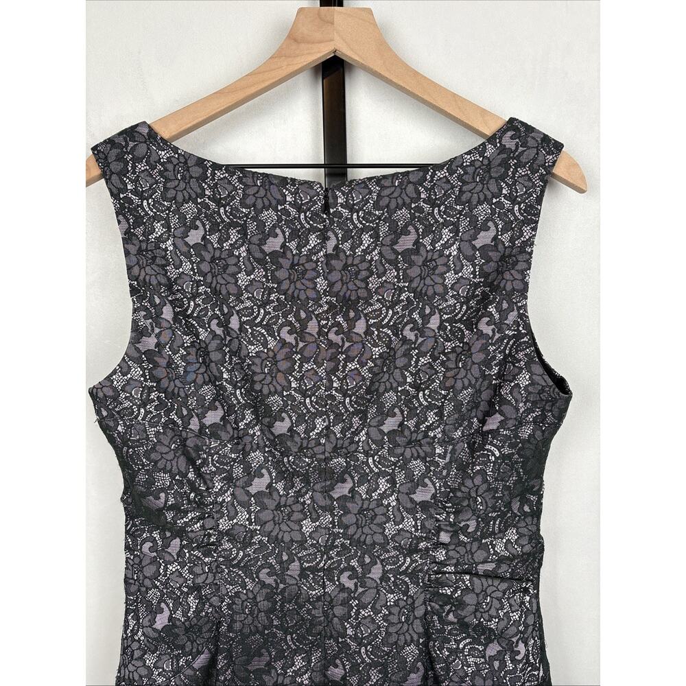 Adrianna Papell Black Lace Sheath Dress Women's 14 Purple Sleeveless Whimsy NEW - Picture 9 of 13